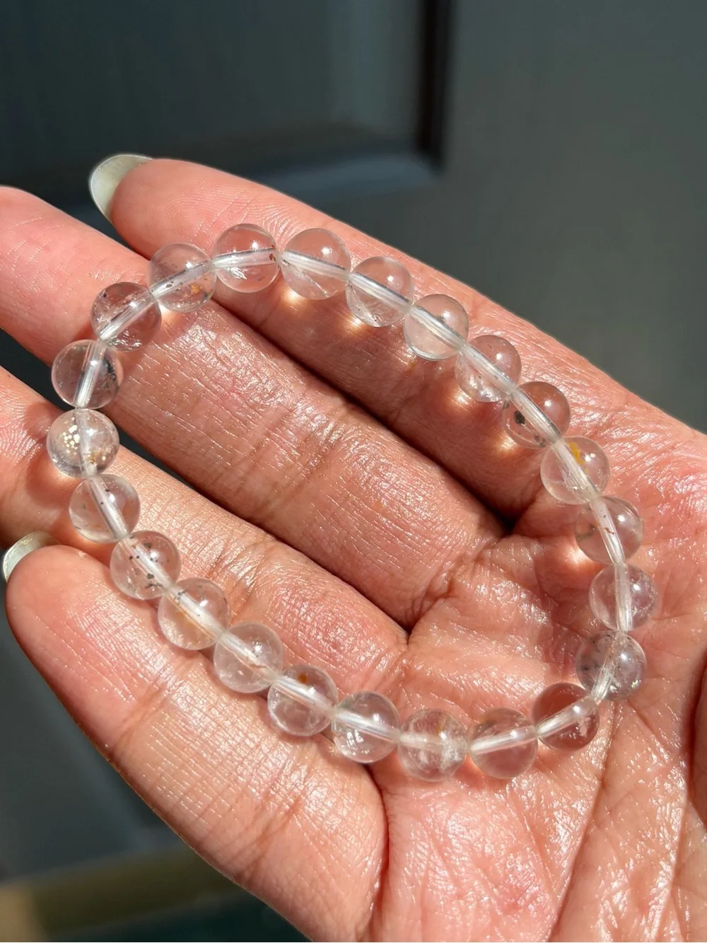 HQ Pyrite in Quartz Crystal Bracelet 8mm